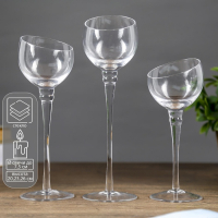 Подсвечник стекло набор 3 шт "Вуаль" высота 26см, 23 см, 20 см прозрачный Подсвечник стекло набор 3 шт "Вуаль" высота 26см, 23 см, 20 см прозрачный