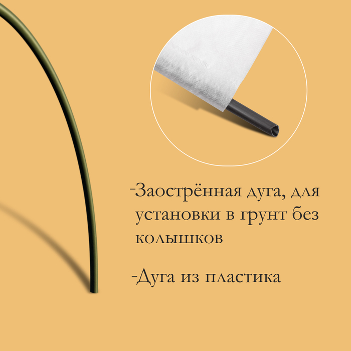 Парник прошитый, длина 4 м, 4 дуги из пластика, дуга L = 2 м, d = 16 мм, спанбонд 35 г/м&sup2;, &laquo;Малышок&raquo;