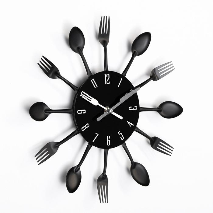 Часы настенные, для кухни, "Столовые приборы", бесшумные, 32 х 32 см, циферблат d-13 см