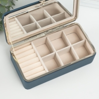 Шкатулка кожзам для украшений "Мелкая рябь" сине-серая 10х18х6 см Шкатулка кожзам для украшений "Мелкая рябь" сине-серая 10х18х6 см