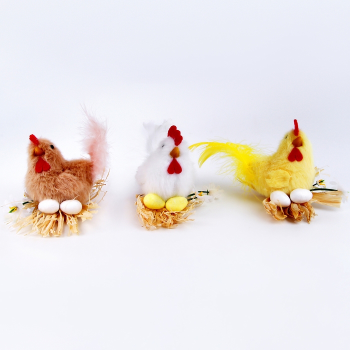 Мягкая игрушка «Курочка в гнёздышке», 7 см, цвет МИКС Мягкая игрушка «Курочка в гнёздышке», 7 см, цвет МИКС