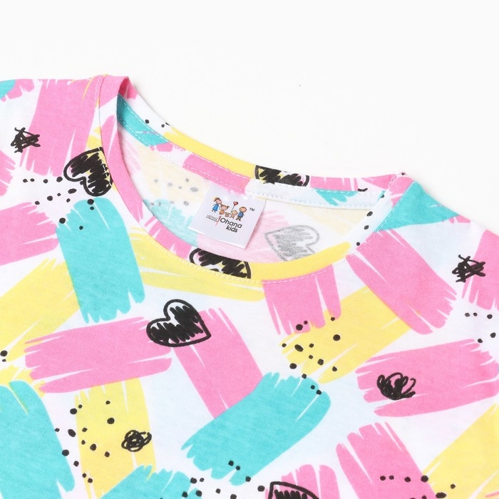 Футболка для девочки, цвет белый/сердца, рост 134 см