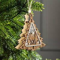 Ёлочная игрушка &laquo;Ёлочка с оленем&raquo;, от батареек, свечение тёплое белое