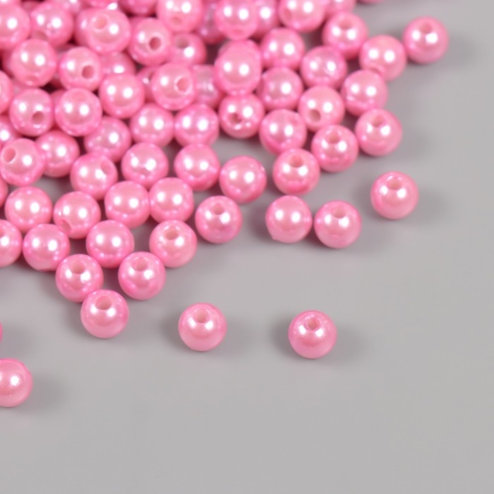 Набор бусин "Жемчуг" d 6 мм, 250 гр, ярко-розовый