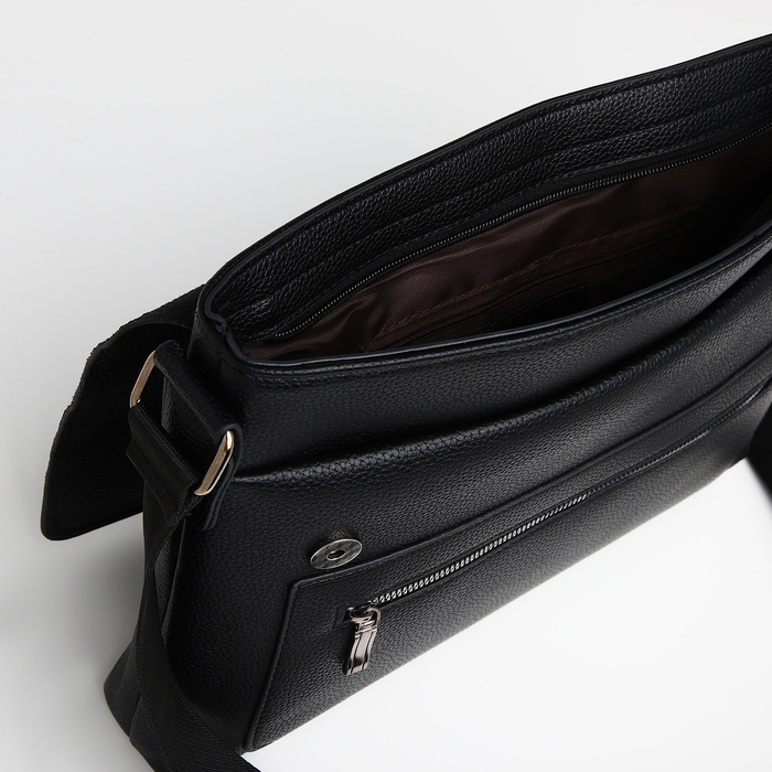 Сумка мужская деловая TEXTURA, 3 наружных кармана, цвет чёрный Сумка мужская деловая TEXTURA, 3 наружных кармана, цвет чёрный