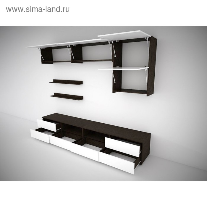 Гостиная Тренто МДФ, 2466х2132х473, Венге/Белый глянец Гостиная Тренто МДФ, 2466х2132х473, Венге/Белый глянец