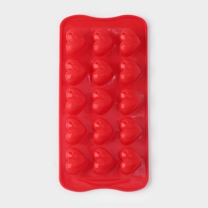 Форма для конфет и шоколада Доляна &laquo;Сердечки&raquo;, силикон, 20,5&times;10 см, 15 ячеек (3&times;2,6 см), цвет МИКС