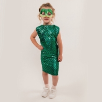 Новый год! Карнавальный костюм &laquo;Сверкающая змейка&raquo;, платье, перчатки, маска, рост 116-122 см