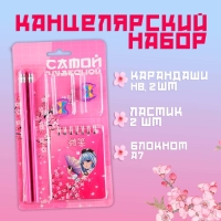 Подарочный набор &laquo;Аниме&raquo;, карандаши 2 шт, ластики 2 шт, блокнот