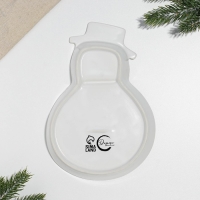 Новый год. Менажница керамическая «Снеговики», 14 х 20 х 3 см, цвет белый Новый год. Менажница керамическая «Снеговики», 14 х 20 х 3 см, цвет белый