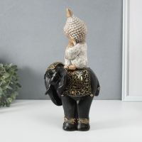 Сувенир полистоун "Маленький Будда на чёрном слоне" 14х14х30 см Сувенир полистоун "Маленький Будда на чёрном слоне" 14х14х30 см