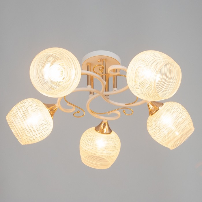 Люстра потолочная Жаклин 5хE27 40Вт Белый, золото