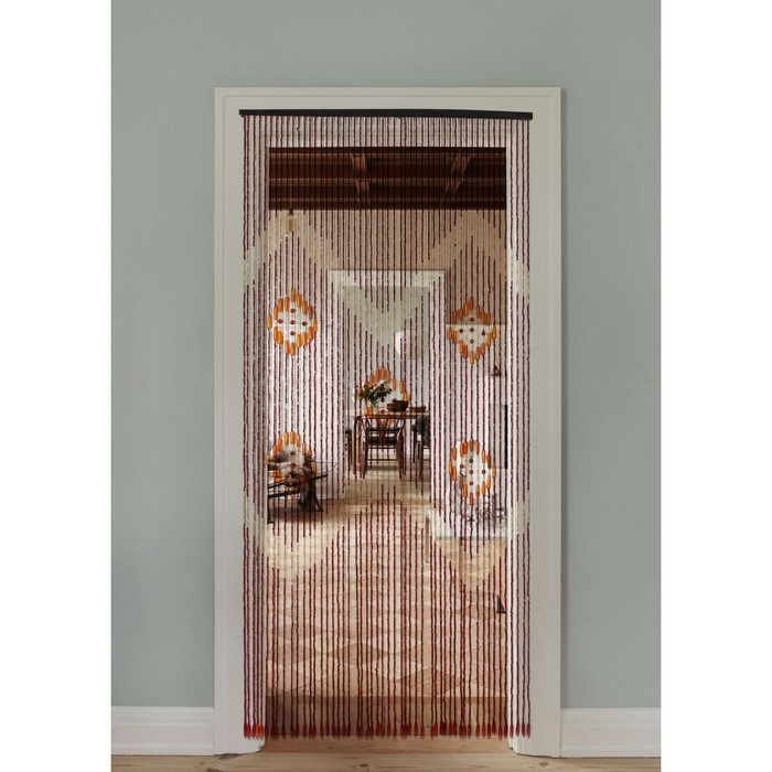 Занавеска декоративная деревянная, 90&times;195 см, 52 нити