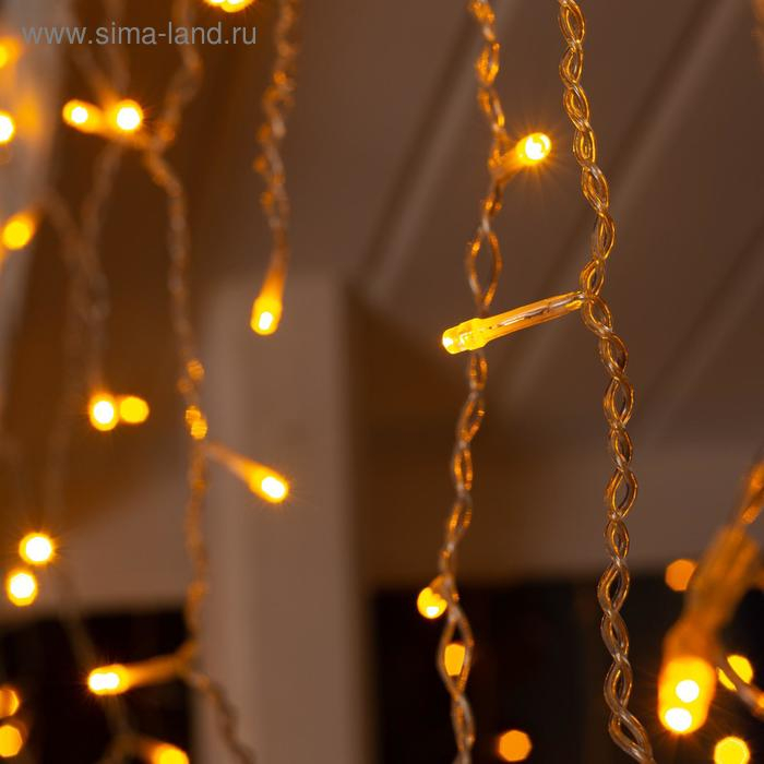 Гирлянда &laquo;Бахрома&raquo; 3 &times; 0.9 м, IP44, УМС, прозрачная нить, 232 LED, свечение жёлтое, 220 В