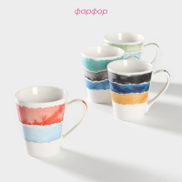 Набор кружек фарфоровых Доляна «Цветной дым», 4 предмета: 340 мл Набор кружек фарфоровых Доляна «Цветной дым», 4 предмета: 340 мл