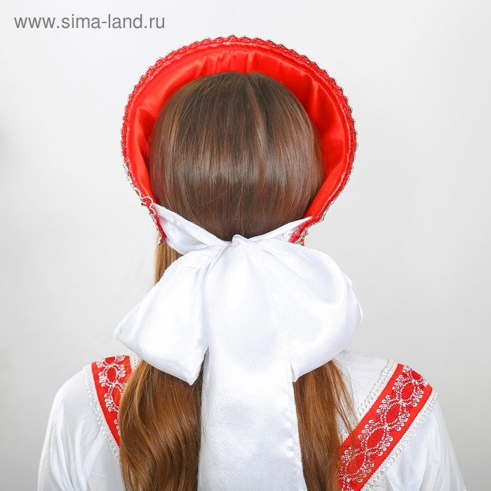 Кокошник «Красные и синие цветы», на красном Кокошник «Красные и синие цветы», на красном