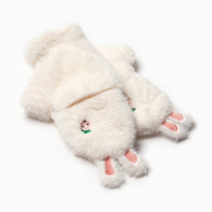 Варежки подростковые MINAKU Зайка 24 см цвет белый Варежки подростковые MINAKU Зайка 24 см цвет белый