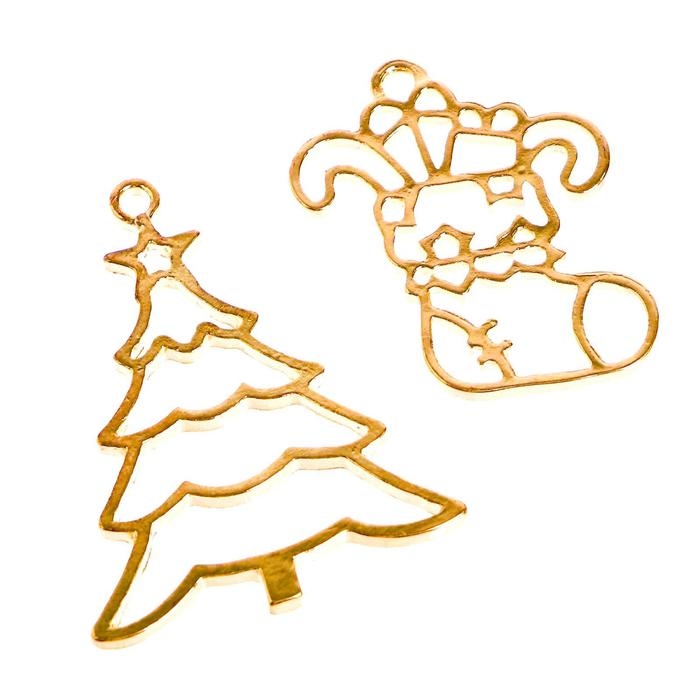 Набор для опытов, украшения из эпоксидной смолы, &laquo;Елочка и сапог&raquo;, в пакете