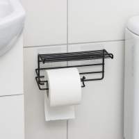 Полка на липучке Доляна, с держателем для полотенец, 19,5&times;9,5&times;8 см, цвет черный