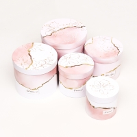 Набор шляпных коробок 5 в 1 "Нежность" розовый, 22 х 19,5 , 14 х 13 см Набор шляпных коробок 5 в 1 "Нежность" розовый, 22 х 19,5 , 14 х 13 см