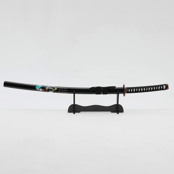 Сувенирное оружие Сувенирное оружие "Катана Изаму" 100 см, клинок 68 см, чёрная, на подставке