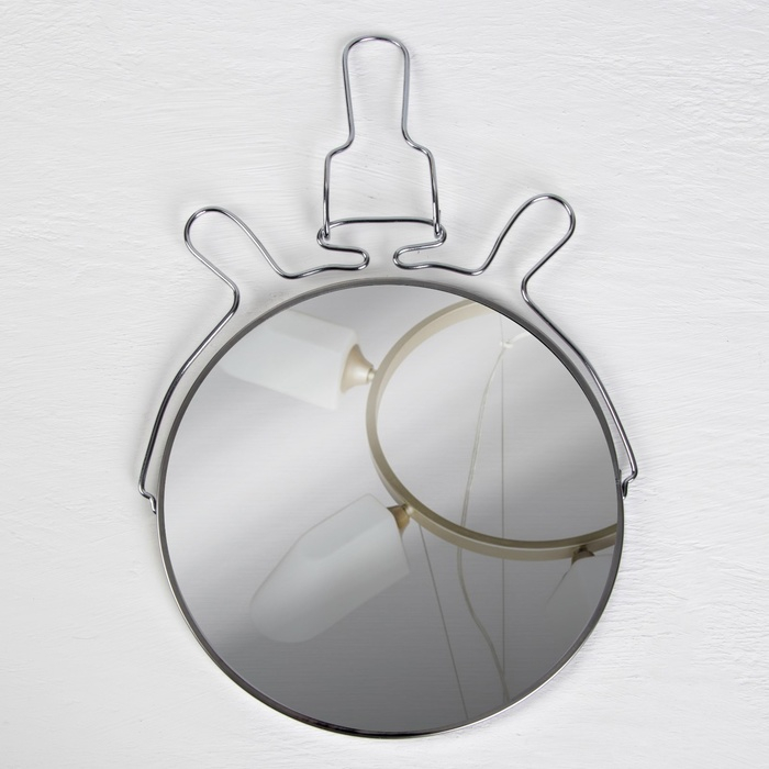 Зеркало настольное - подвесное &laquo;Круг&raquo;, двустороннее, с увеличением, d зеркальной поверхности 18,5 см, цвет серебристый