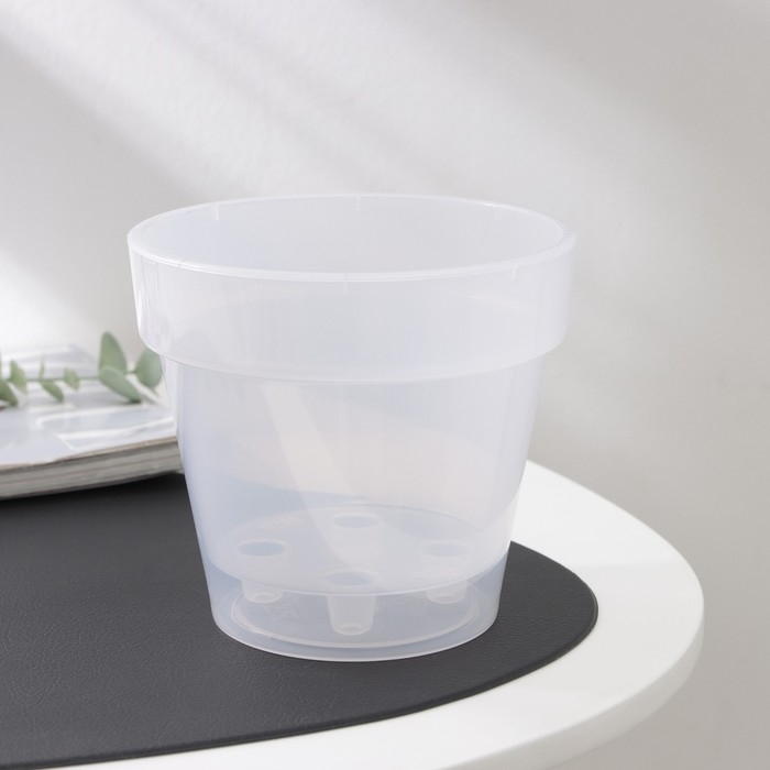 Кашпо для цветов со вставкой «Порто», 1 л, цвет прозрачный Кашпо для цветов со вставкой «Порто», 1 л, цвет прозрачный