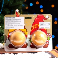 Новогодний подарочный набор косметики. Бомбочки для ванны «Гномы», золотой, 2 шт по 180 г. Новый год Новогодний подарочный набор косметики. Бомбочки для ванны «Гномы», золотой, 2 шт по 180 г. Новый год