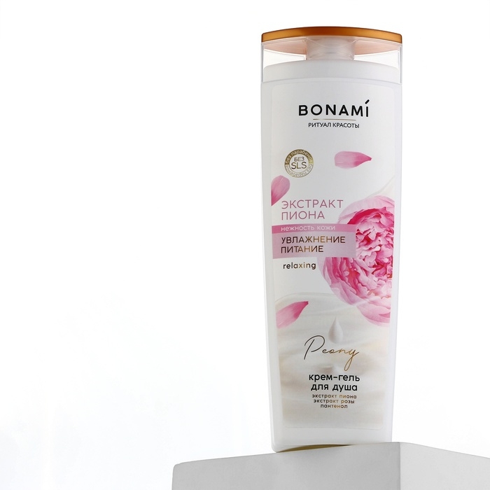 Гель для душа с пантенолом, увлажнение и питание, 400 мл, аромат пиона и розы, BONAMI Гель для душа с пантенолом, увлажнение и питание, 400 мл, аромат пиона и розы, BONAMI