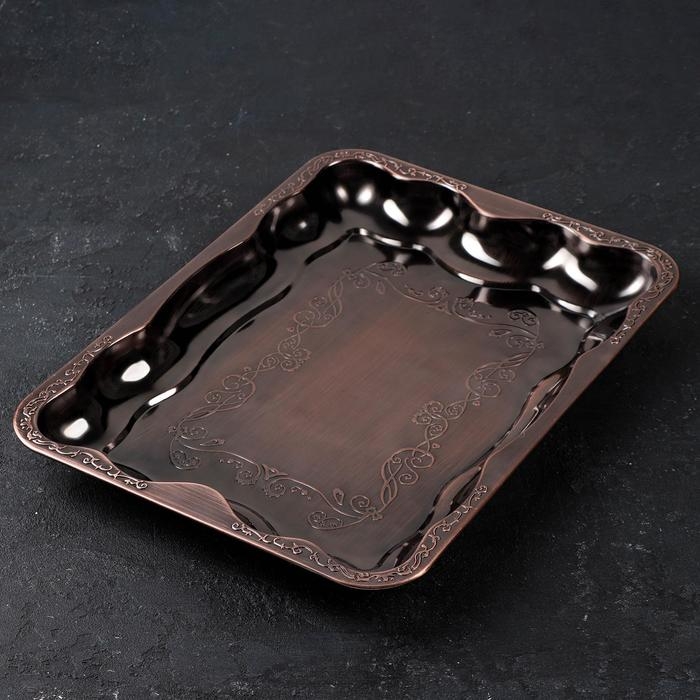 Поднос из нержавеющей стали &laquo;Дарк&raquo;, 40&times;29&times;4 см, цвет бронзовый