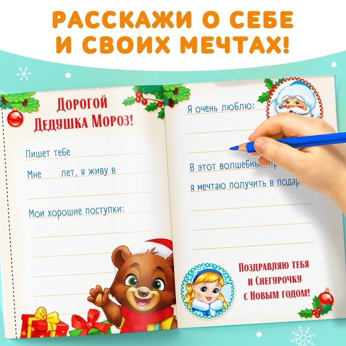 Новый год! Книжка с наклейками &laquo;Письмо Деду Морозу&raquo;, 12 стр.
