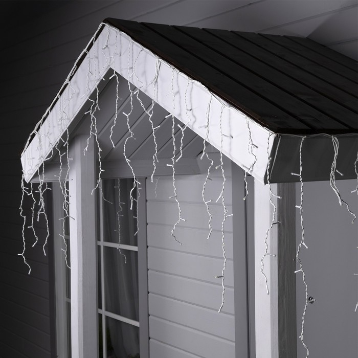 Гирлянда &laquo;Бахрома&raquo; 3 &times; 0.6 м, IP44, УМС, белая нить, 160 SMD-LED, свечение белое, 220 В