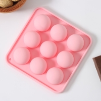 Форма для льда Доляна &laquo;Шары&raquo;, 10,5&times;10,5&times;2 см, 9 ячеек (d=1,9 см), цвет розовый