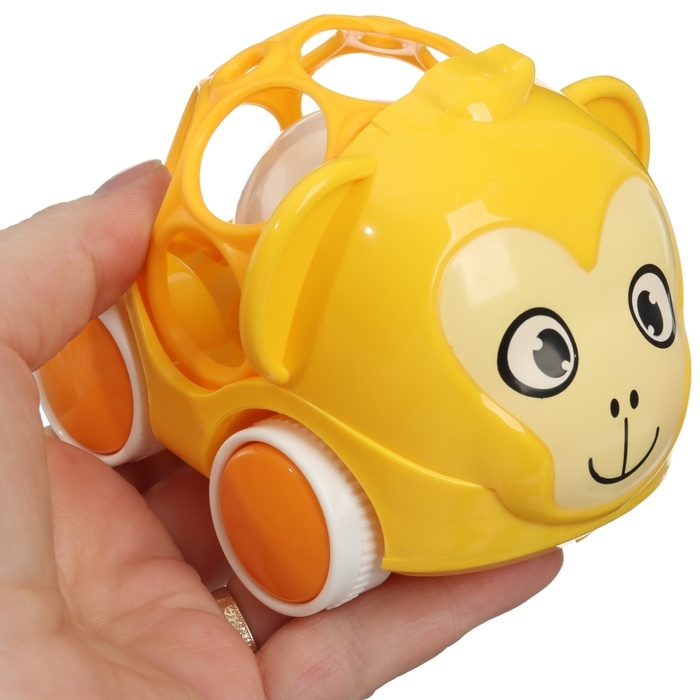 Машинка - погремушка &laquo;Обезьянка&raquo;, с эластичными элементами, Крошка Я