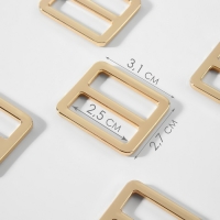 Пряжка регулирующая, двухщелевая, внутренняя ширина - 25 мм, толщина - 3 мм, 5 шт, цвет золотой Пряжка регулирующая, двухщелевая, внутренняя ширина - 25 мм, толщина - 3 мм, 5 шт, цвет золотой