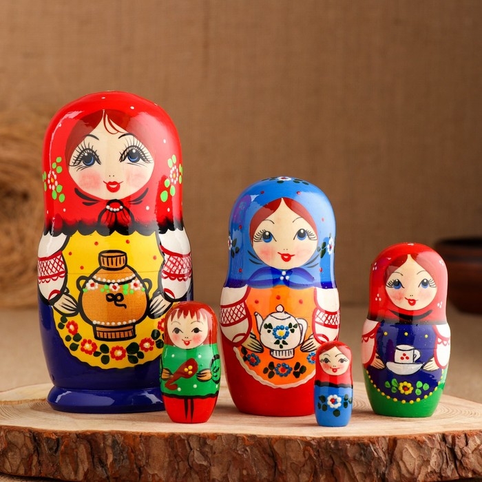 Мартешка Мартешка "Чаепитие" 18см, 5 кукольная, ручная роспись