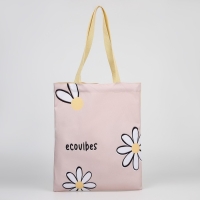 Шопер &laquo;Цветы&raquo; 35х0.5х40 см, отдел без молнии, без подклада, бежевый