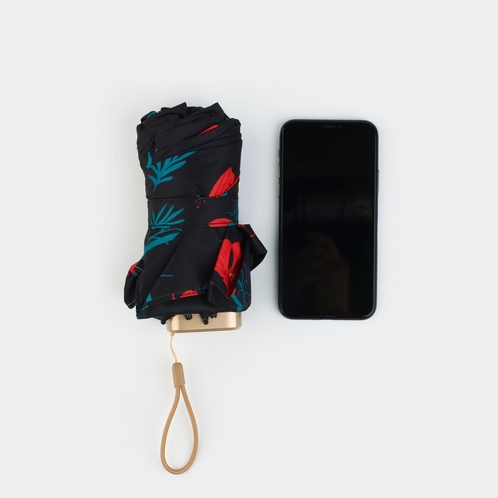 Зонт женский &laquo;Красные цветы&raquo;, 6 спиц, складывается в размер телефона.