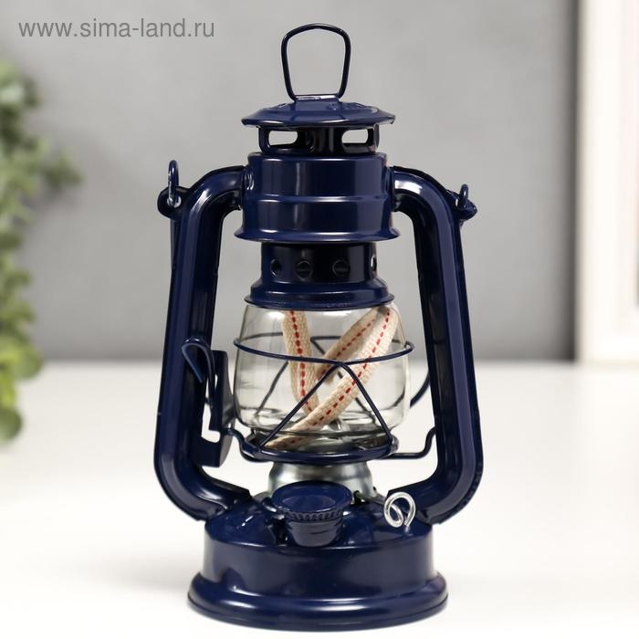 Керосиновая лампа декоративная синий 9,7х12,5х19 см RISALUX Керосиновая лампа декоративная синий 9,7х12,5х19 см RISALUX