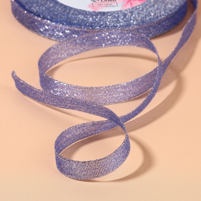 Лента парчовая, 10 мм, 23 &plusmn; 1 м, цвет синий №037