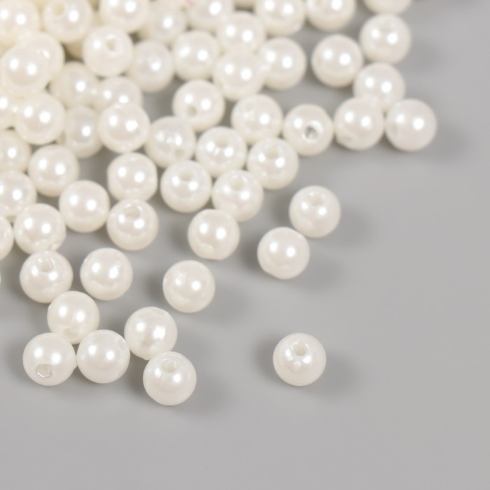 Набор бусин "Жемчуг" d 6 мм, 250 гр, молочный