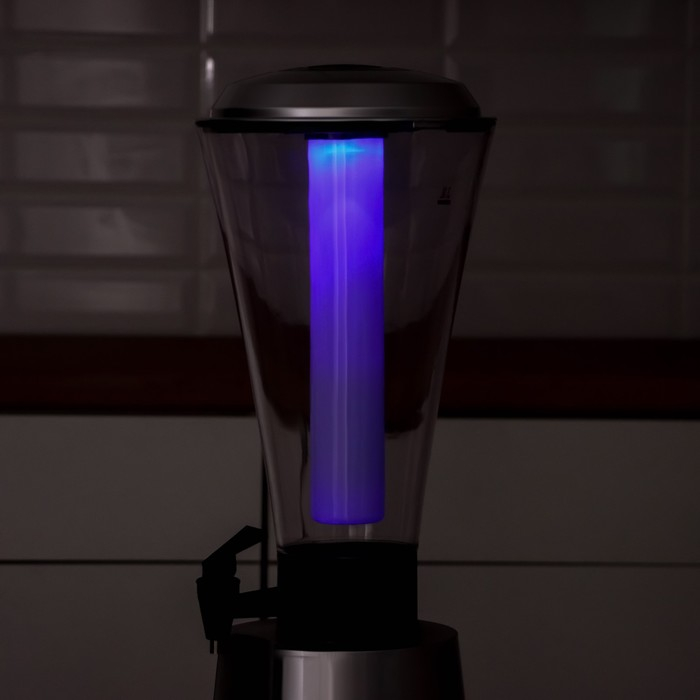 Башня пивная &laquo;Металлик&raquo;, 3 л, колба с подсветкой, 2 батарейки, цвет серебристый