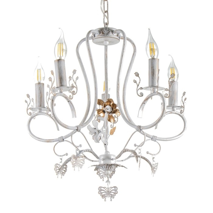 Люстра Люстра "Сандра" 5xE14 40Вт белый с золотой патиной 51х51х52-110 см BayerLux