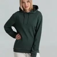 Толстовка с капюшоном унисекс Hoodie, темно-зеленый меланж, размер XS