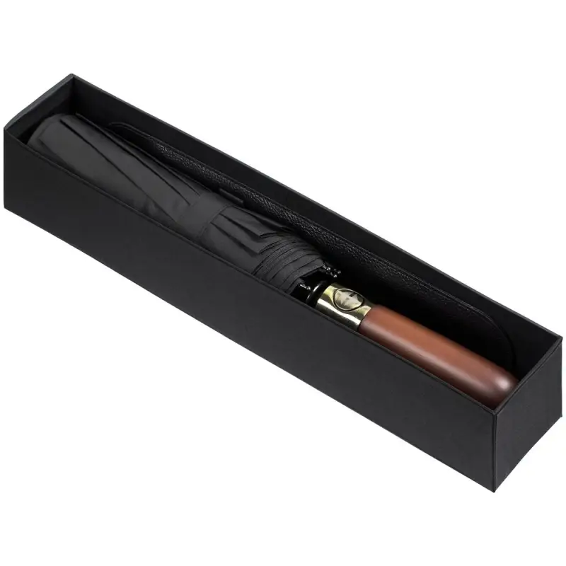 Зонт складной Cloudburst в подарочной упаковке, черный Зонт складной Cloudburst в подарочной упаковке, черный