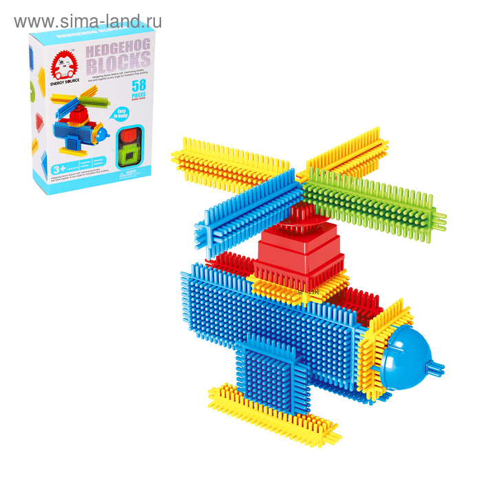 Конструктор игольчатый MINI BRISTLES &laquo;Вертолётик&raquo;, 58 деталей