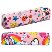 Пенал школьный на молнии "Стикеры" Calligrata, розовый Пенал школьный на молнии "Стикеры" Calligrata, розовый