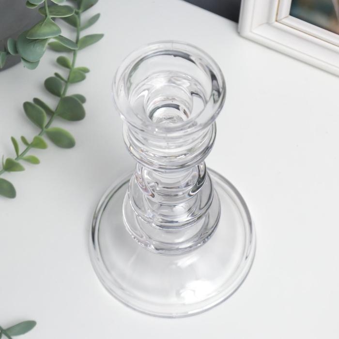 Подсвечник стекло на 1 свечу Подсвечник стекло на 1 свечу "Плавные линии" прозрачный 20х11х11 см