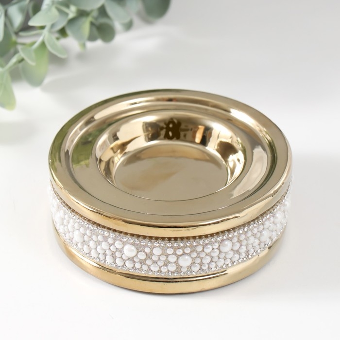 Подсвечник керамика на 1 свечу Подсвечник керамика на 1 свечу "Ожерелье" d=4,5 см золото 10х10х3,5 см