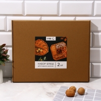 Менажница, набор 2 шт., дерево &laquo;Посуда Уют &raquo;, монстера 30х30 см., менажница 30х30 см.